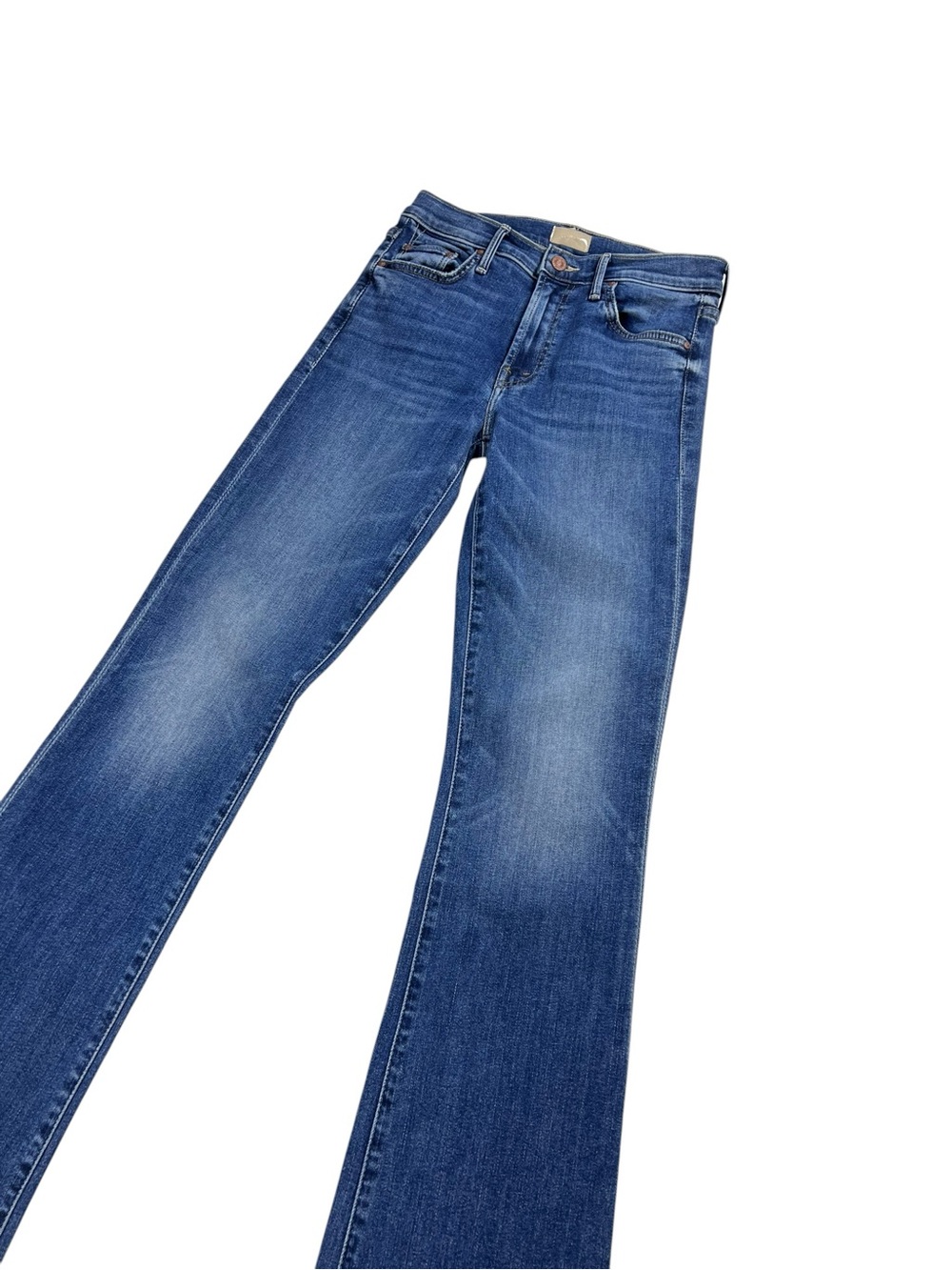 MOTHER The Outsider Sneak Blue Denim Mid-Rise Flare Jeans Size 26 EUC - Picture 4 of 14